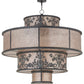 Meyda Lighting Clarabella 53" 16-Light Antique Iron Gate Pendant Light With Silver Mica Shade Glass