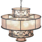 Meyda Lighting Clarabella 53" 16-Light Antique Iron Gate Pendant Light With Silver Mica Shade Glass