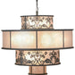 Meyda Lighting Clarabella 53" 16-Light Antique Iron Gate Pendant Light With Silver Mica Shade Glass