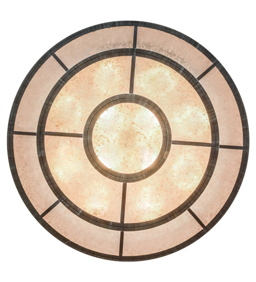 Meyda Lighting Clarabella 53" 16-Light Antique Iron Gate Pendant Light With Silver Mica Shade Glass