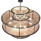 Meyda Lighting Clarabella 53" 16-Light Antique Iron Gate Pendant Light With Silver Mica Shade Glass