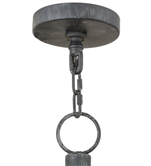 Meyda Lighting Clarabella 53" 16-Light Antique Iron Gate Pendant Light With Silver Mica Shade Glass