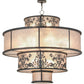 Meyda Lighting Clarabella 53" 16-Light Antique Iron Gate Pendant Light With Silver Mica Shade Glass