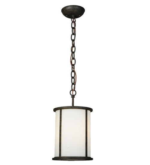 Meyda Lighting Clarabella 8" Coffee Bean Pendant Light With White Idalight Shade Glass