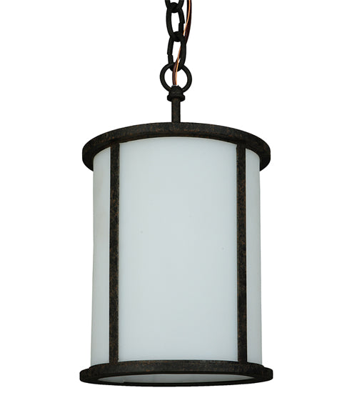 Meyda Lighting Clarabella 8" Coffee Bean Pendant Light With White Idalight Shade Glass