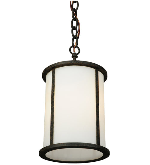 Meyda Lighting Clarabella 8" Coffee Bean Pendant Light With White Idalight Shade Glass