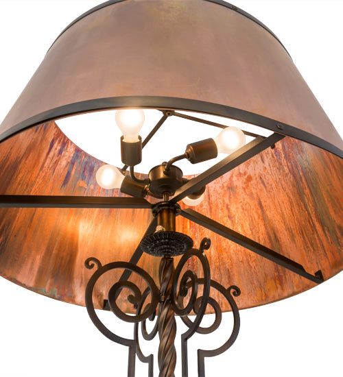 Meyda Lighting Clarice 72" 4-Light Light Burnished Antique Copper Floor Lamp With Vintage Copper Shade