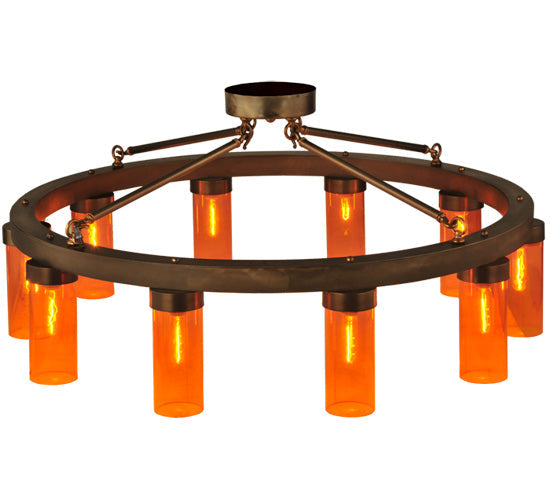 Meyda Lighting Clark 48" 10-Light Antique Copper Semi-flush Mount Ceiling Light With Coral Shade Glass