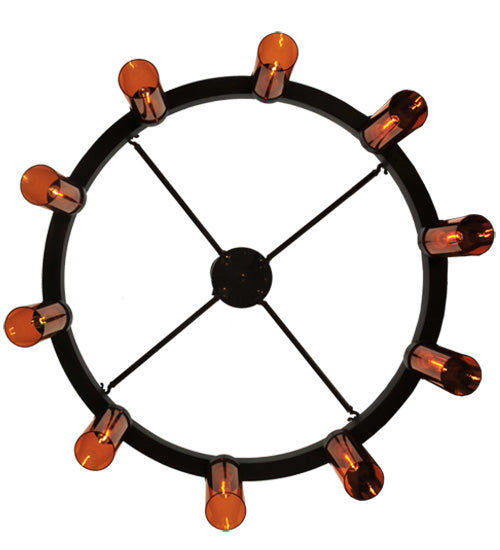 Meyda Lighting Clark 48" 10-Light Antique Copper Semi-flush Mount Ceiling Light With Coral Shade Glass