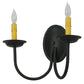 Meyda Lighting Classic 15" 2-Light Blackwash Wall Sconce With Ivory Faux Candlelight