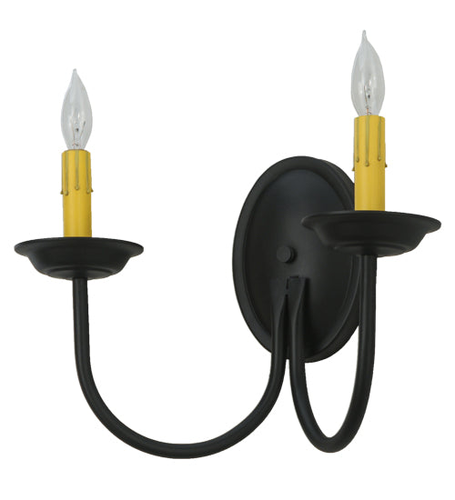 Meyda Lighting Classic 15" 2-Light Blackwash Wall Sconce With Ivory Faux Candlelight