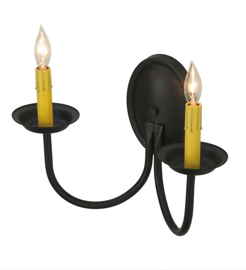 Meyda Lighting Classic 15" 2-Light Blackwash Wall Sconce With Ivory Faux Candlelight