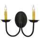 Meyda Lighting Classic 15" 2-Light Blackwash Wall Sconce With Ivory Faux Candlelight
