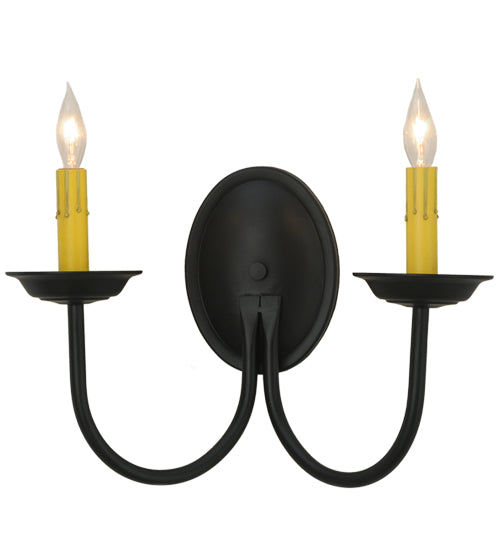 Meyda Lighting Classic 15" 2-Light Blackwash Wall Sconce With Ivory Faux Candlelight