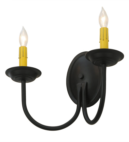 Meyda Lighting Classic 15" 2-Light Blackwash Wall Sconce With Ivory Faux Candlelight