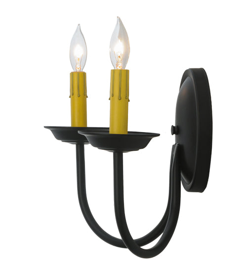 Meyda Lighting Classic 15" 2-Light Blackwash Wall Sconce With Ivory Faux Candlelight