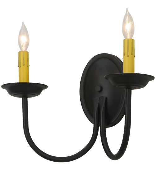 Meyda Lighting Classic 15" 2-Light Blackwash Wall Sconce With Ivory Faux Candlelight