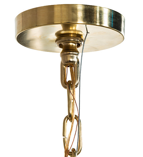 Meyda Lighting Claudette 32"Sq 8-Light Raw Brass Pendant Light With Ivory Faux Candlelight