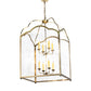 Meyda Lighting Claudette 32"Sq 8-Light Raw Brass Pendant Light With Ivory Faux Candlelight