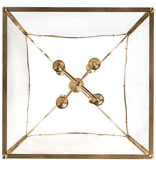 Meyda Lighting Claudette 32"Sq 8-Light Raw Brass Pendant Light With Ivory Faux Candlelight