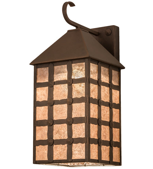 Meyda Lighting Clavos 10" Antique Rust Wall Sconce With Silver Mica Shade Glass