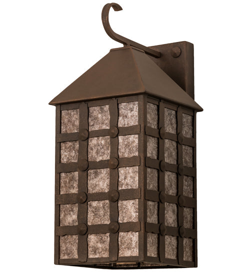 Meyda Lighting Clavos 10" Antique Rust Wall Sconce With Silver Mica Shade Glass