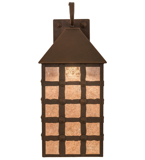 Meyda Lighting Clavos 10" Antique Rust Wall Sconce With Silver Mica Shade Glass