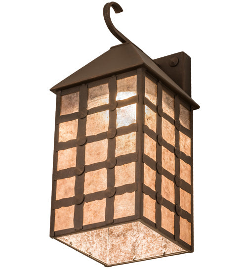 Meyda Lighting Clavos 10" Antique Rust Wall Sconce With Silver Mica Shade Glass
