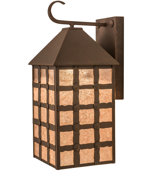 Meyda Lighting Clavos 10" Antique Rust Wall Sconce With Silver Mica Shade Glass