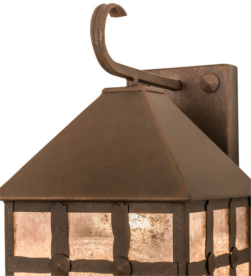 Meyda Lighting Clavos 10" Antique Rust Wall Sconce With Silver Mica Shade Glass