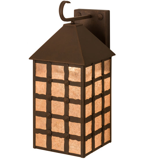 Meyda Lighting Clavos 10" Antique Rust Wall Sconce With Silver Mica Shade Glass