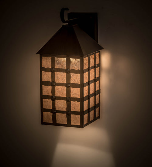 Meyda Lighting Clavos 10" Classic Rust Wall Sconce With Silver Mica Shade Glass