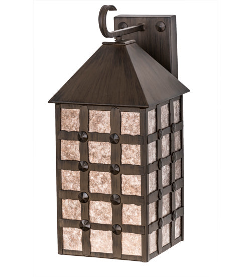 Meyda Lighting Clavos 10" Classic Rust Wall Sconce With Silver Mica Shade Glass