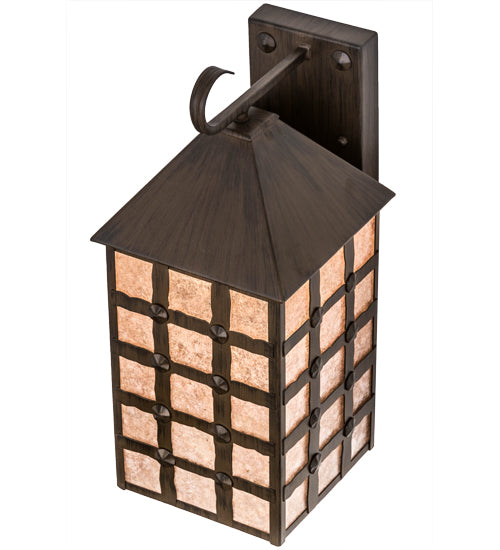 Meyda Lighting Clavos 10" Classic Rust Wall Sconce With Silver Mica Shade Glass