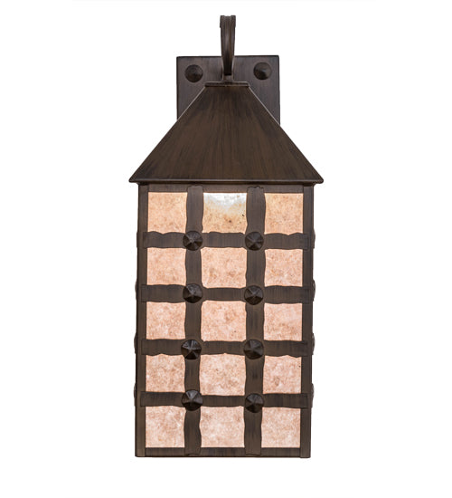 Meyda Lighting Clavos 10" Classic Rust Wall Sconce With Silver Mica Shade Glass