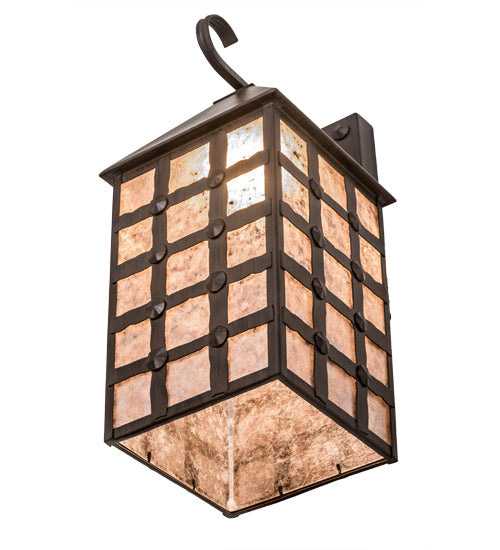 Meyda Lighting Clavos 10" Classic Rust Wall Sconce With Silver Mica Shade Glass