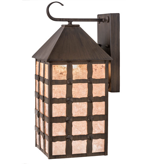 Meyda Lighting Clavos 10" Classic Rust Wall Sconce With Silver Mica Shade Glass