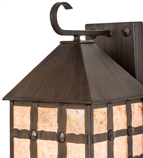 Meyda Lighting Clavos 10" Classic Rust Wall Sconce With Silver Mica Shade Glass