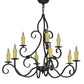 Meyda Lighting Clayton 36" 9-Light Antique Iron Gate Chandelier With Amber Faux Candlelight