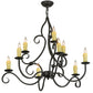 Meyda Lighting Clayton 36" 9-Light Antique Iron Gate Chandelier With Amber Faux Candlelight