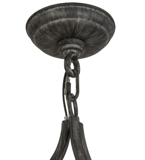 Meyda Lighting Clayton 36" 9-Light Antique Iron Gate Chandelier With Amber Faux Candlelight