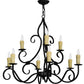 Meyda Lighting Clayton 36" 9-Light Blackwash Chandelier With Ivory Faux Candlelight