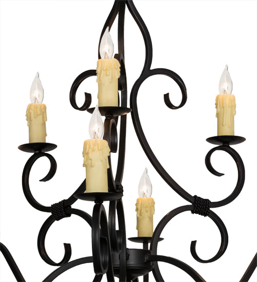 Meyda Lighting Clayton 36" 9-Light Blackwash Chandelier With Ivory Faux Candlelight