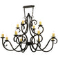 Meyda Lighting Clayton 60" 12-Light Gilded Tobacco Chandelier With Ivory Faux Candlelight