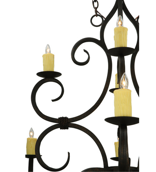 Meyda Lighting Clayton 60" 12-Light Gilded Tobacco Chandelier With Ivory Faux Candlelight