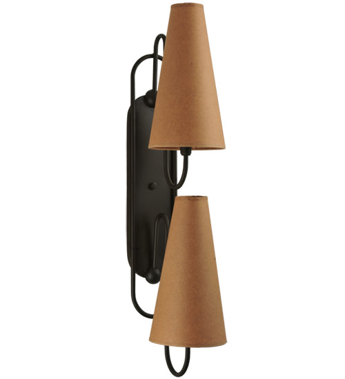 Meyda Lighting Clef 6" 2-Light Oil Rubbed Bronze Wall Sconce With Kraft Textrene Shade Glass