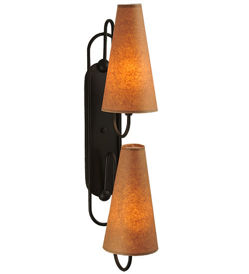 Meyda Lighting Clef 6" 2-Light Oil Rubbed Bronze Wall Sconce With Kraft Textrene Shade Glass