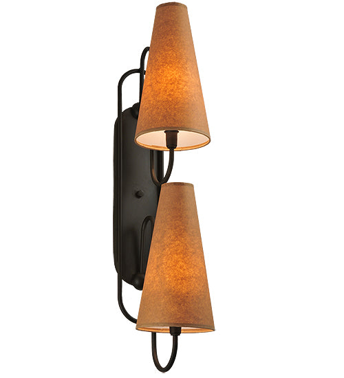 Meyda Lighting Clef 6" 2-Light Oil Rubbed Bronze Wall Sconce With Kraft Textrene Shade Glass