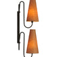 Meyda Lighting Clef 6" 2-Light Oil Rubbed Bronze Wall Sconce With Kraft Textrene Shade Glass