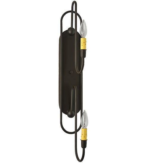Meyda Lighting Clef 6" 2-Light Oil Rubbed Bronze Wall Sconce With Kraft Textrene Shade Glass